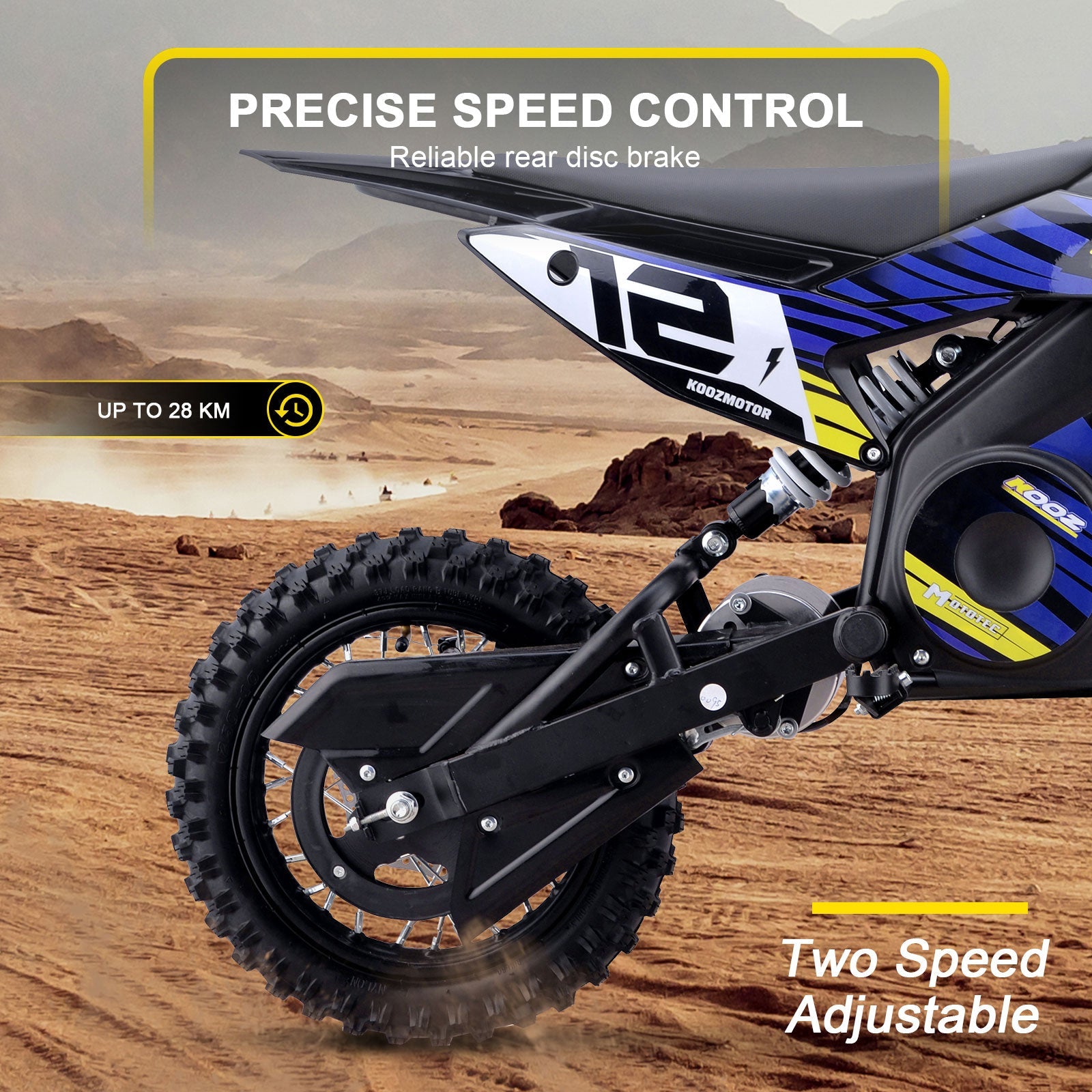 MotoTec HP112E 36V 1000W Electric Dirt Bike Blue
