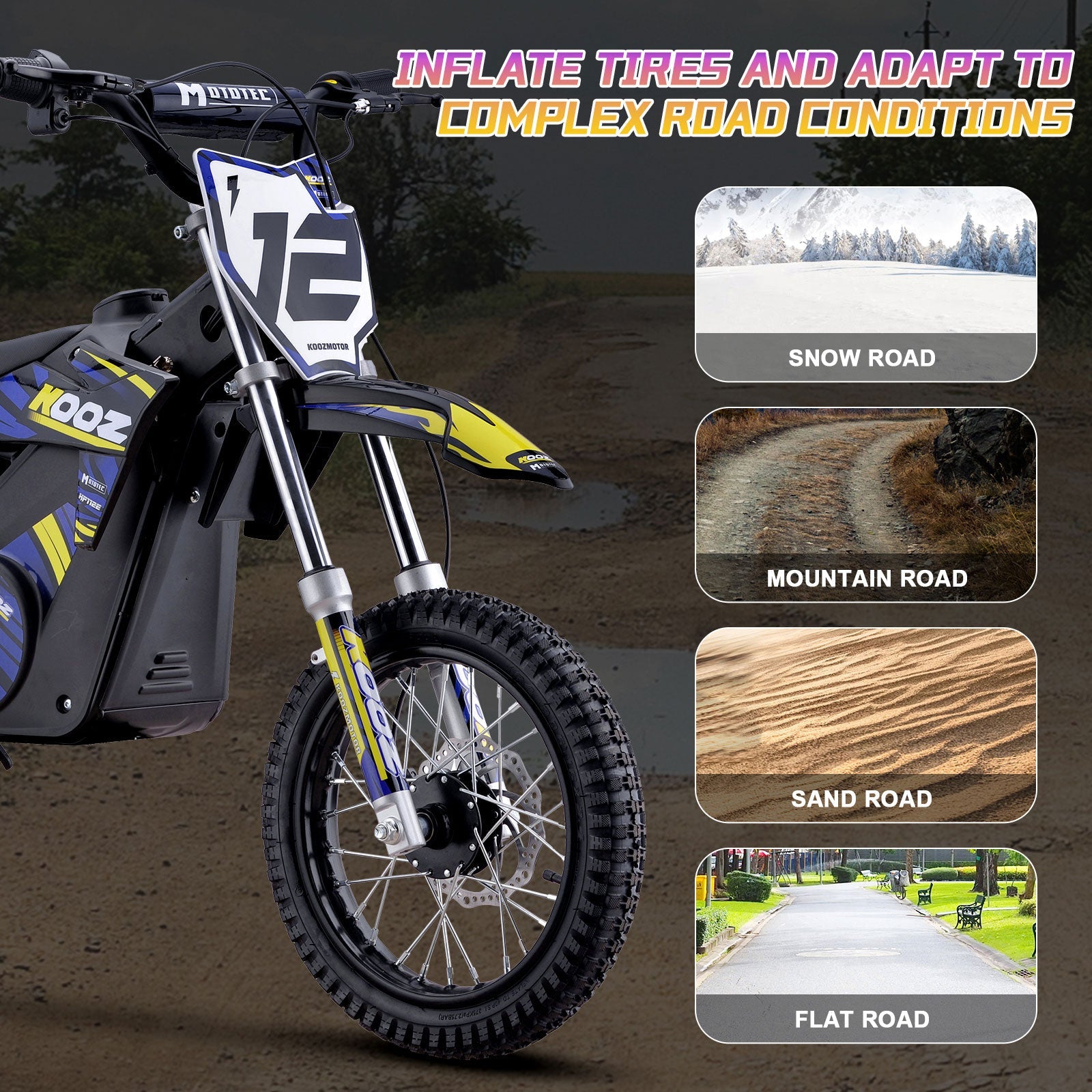 MotoTec HP112E 36V 1000W Electric Dirt Bike Blue