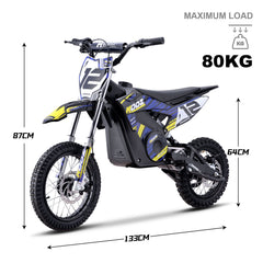 MotoTec HP112E 36V 1000W Electric Dirt Bike Blue
