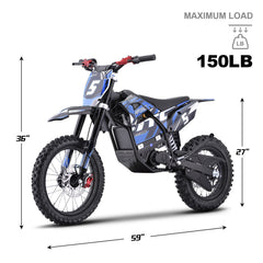 MotoTec Pro 60V 2000W Electric Dirt Bike Blue