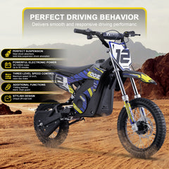 MotoTec HP112E 36V 1000W Electric Dirt Bike Blue