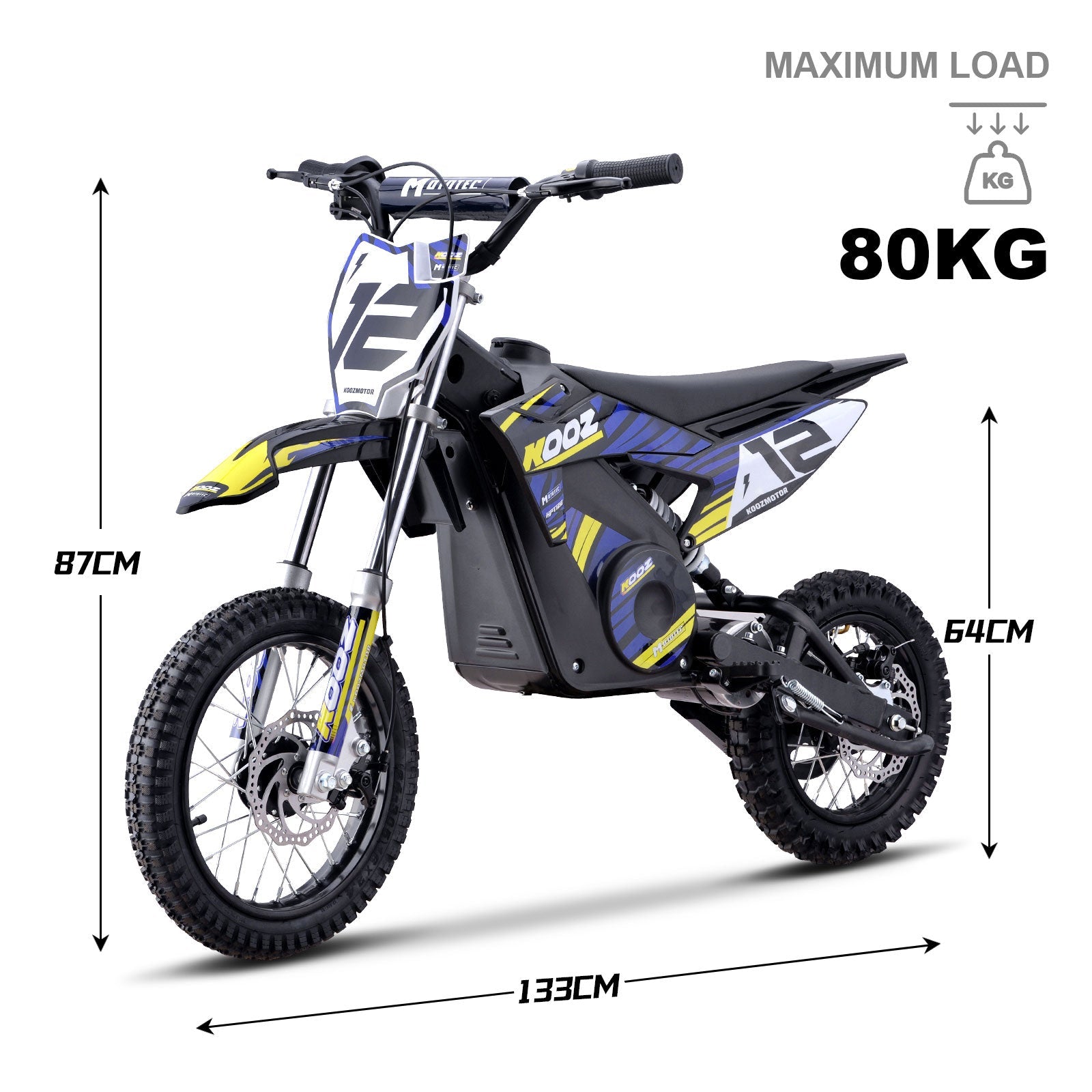MotoTec HP112E 36V 1000W Electric Dirt Bike Blue