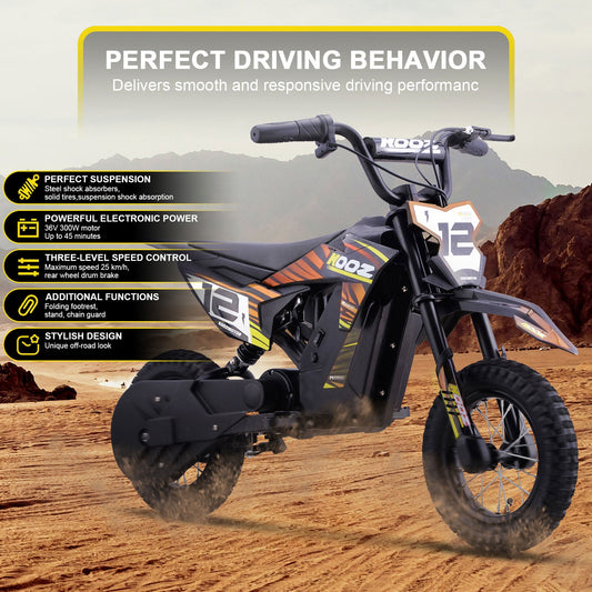 MotoTec 36V 300W HP122E Electric Dirt Bike Orange