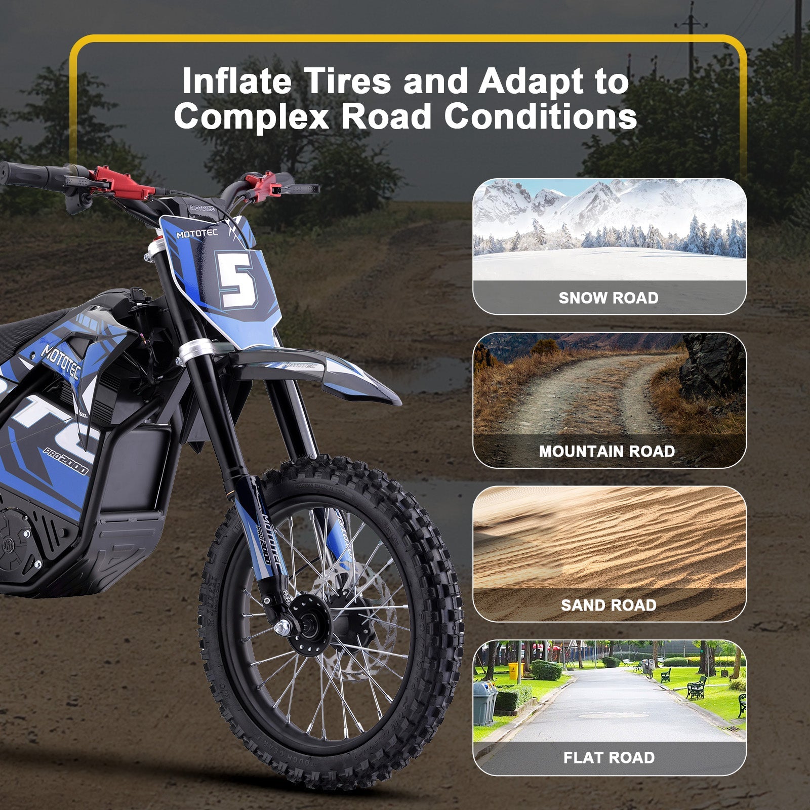 MotoTec Pro 60V 2000W Electric Dirt Bike Blue