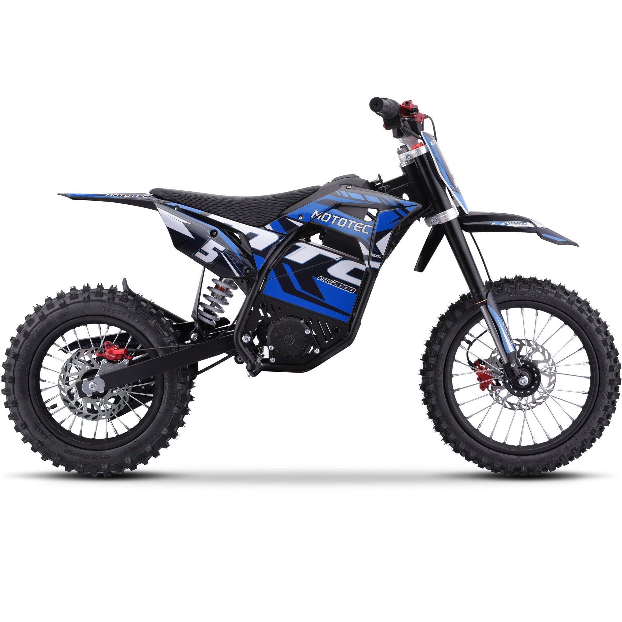 MotoTec Pro 60V 2000W Electric Dirt Bike Blue