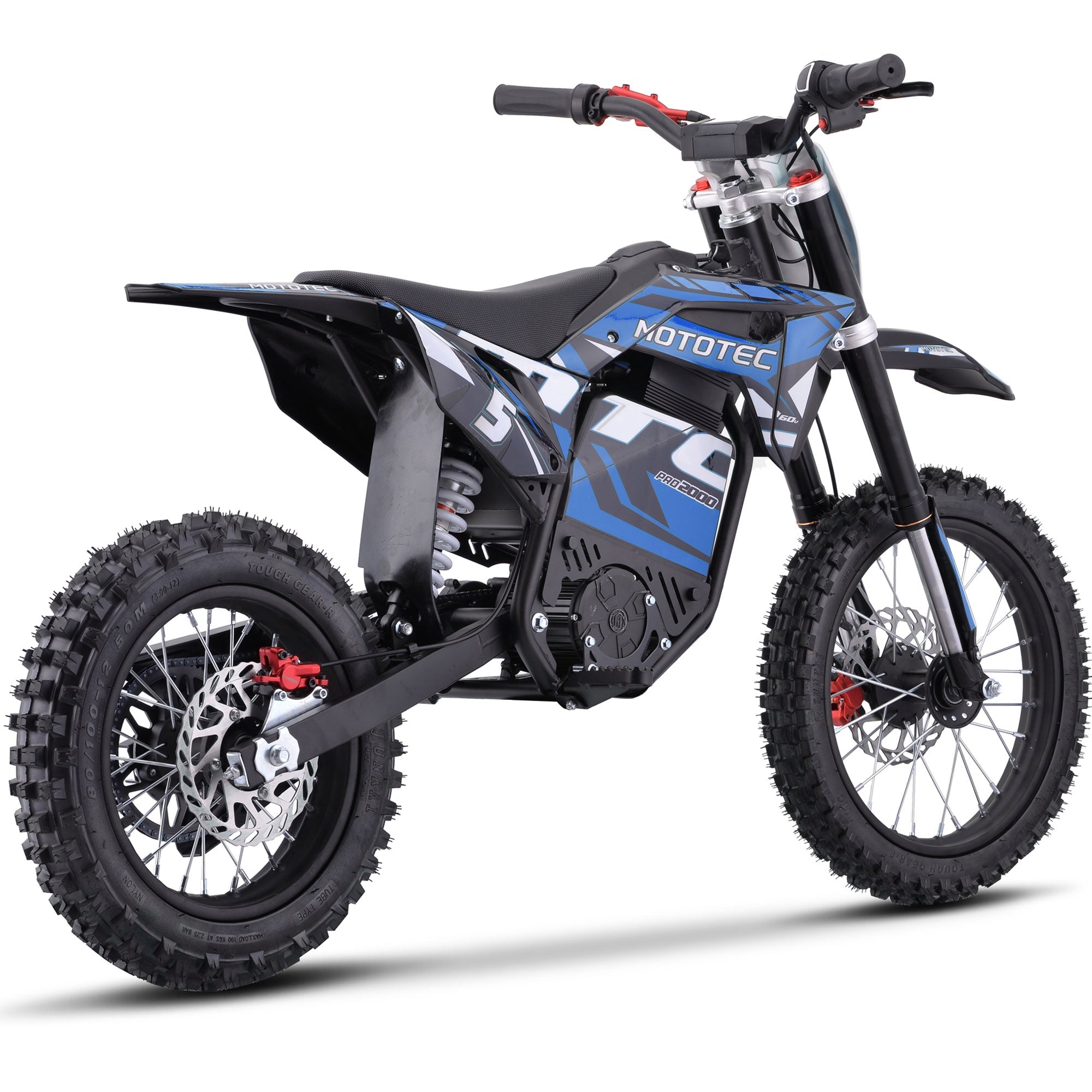 MotoTec Pro 60V 2000W Electric Dirt Bike Blue