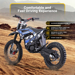 MotoTec Pro 60V 2000W Electric Dirt Bike Blue