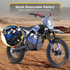 MotoTec Pro 60V 2000W Electric Dirt Bike Blue